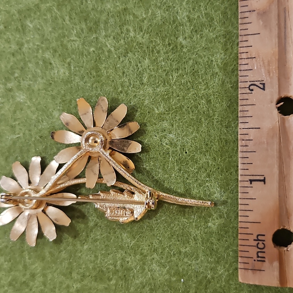 Rare Lisner Red Blue White Floral Brooch - Picture 4 of 6